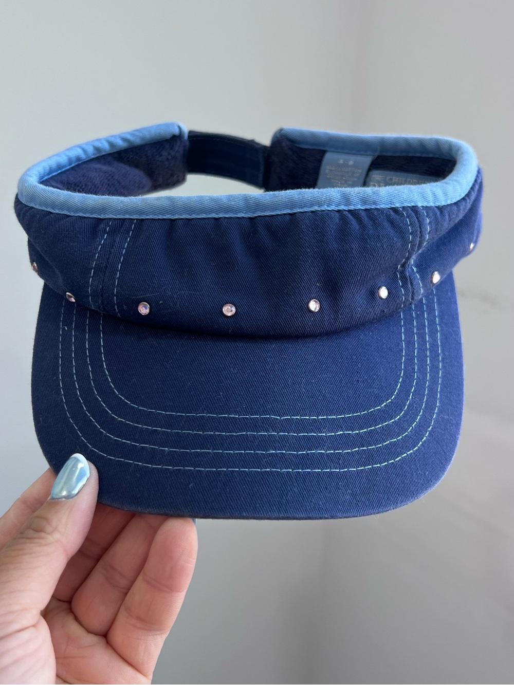 The Children's Place Navy Visor with Light Blue Trim and Rhinestones